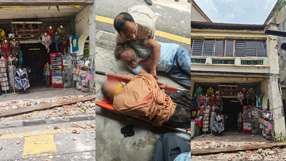 Two Sri Lankan Tourists Injured by Falling Debris from Heritage Building in George Town
