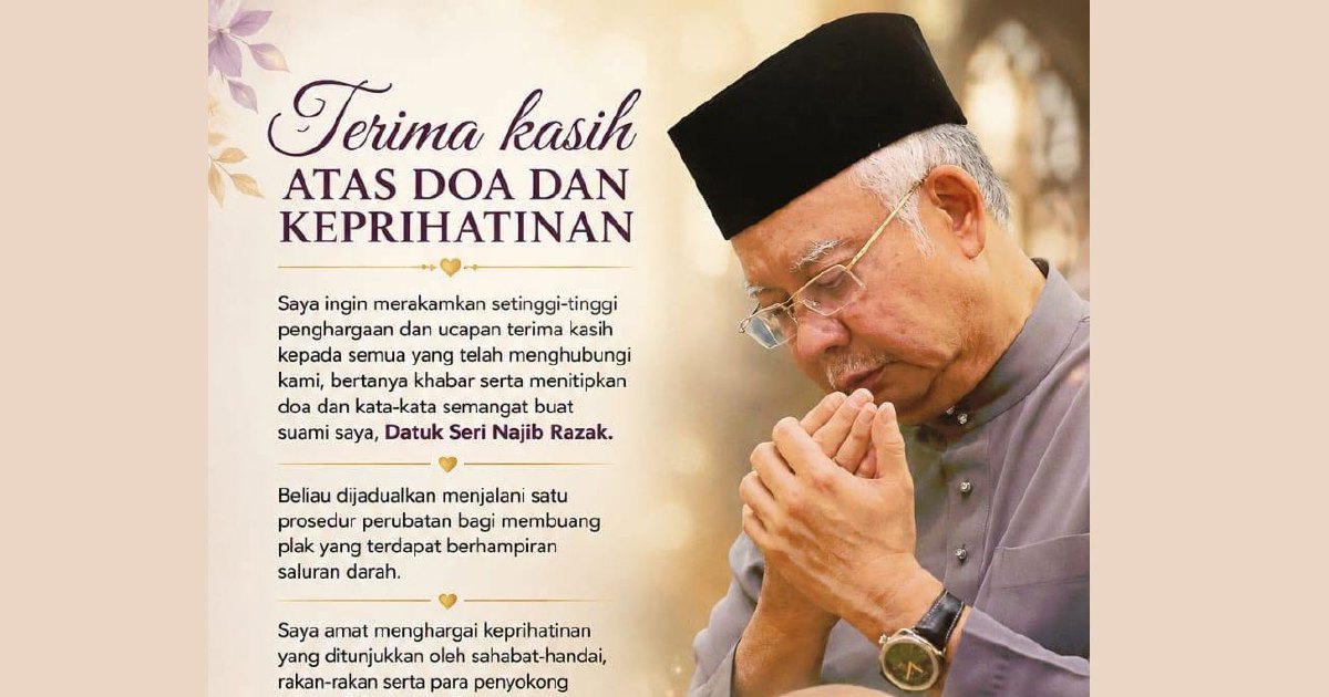 Rosmah appeals for prayers as Najib undergoes cardiac procedure
