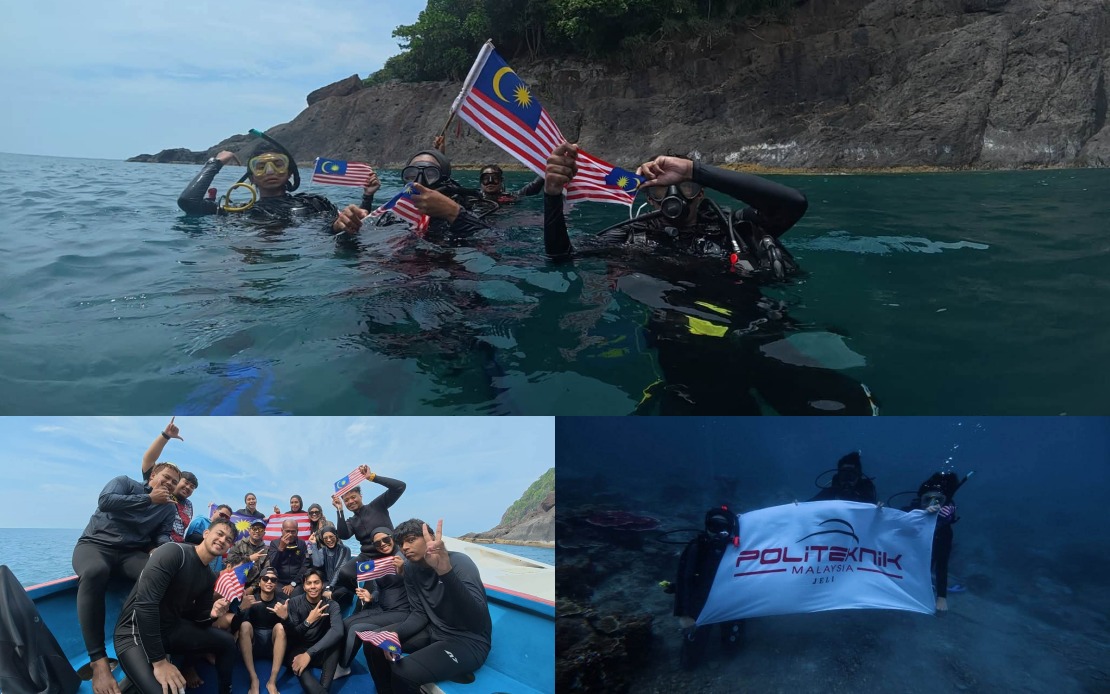 Politeknik Jeli Makes Splash With Underwater National Day Flag Display