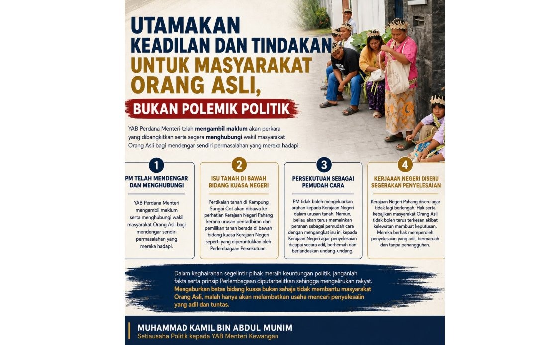 Anwar Commits To Facilitating Resolution Of Kampung Sungai Cot Orang Asli Land Dispute