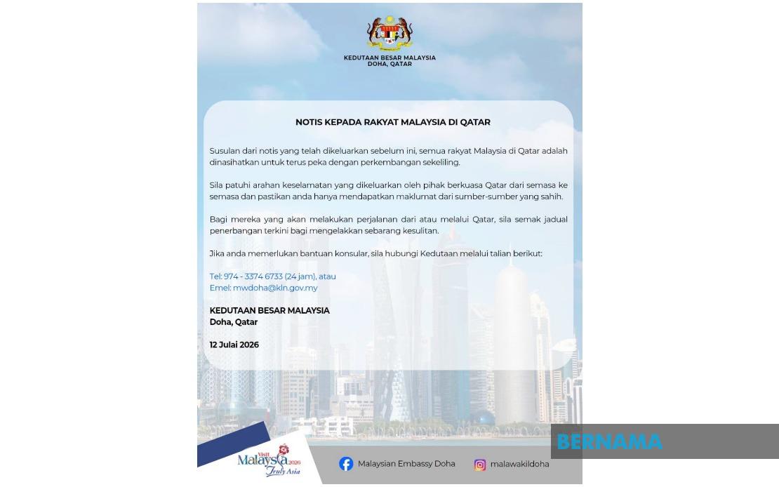Malaysian Embassy in Qatar Issues Security Alert as US-Iran Tensions Escalate
