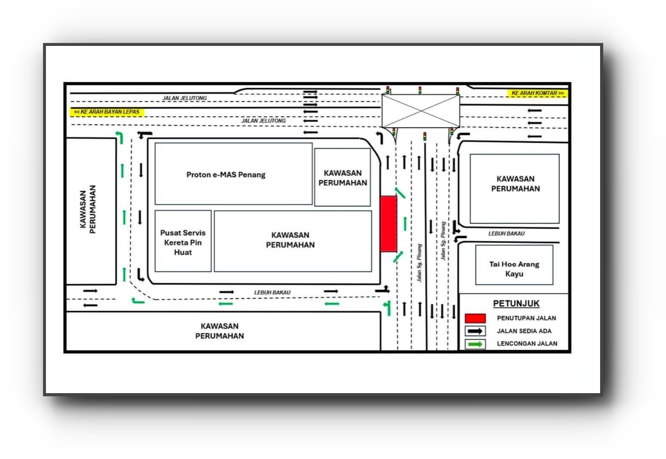 Penang Road Closure: Jalan Sungai Pinang-Jalan Jelutong Stretch Shut for 10 Days