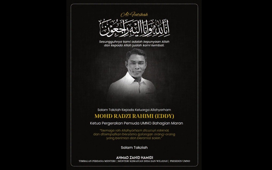 UMNO President Mourns Death of Maran Youth Chief in Bentong Tragedy