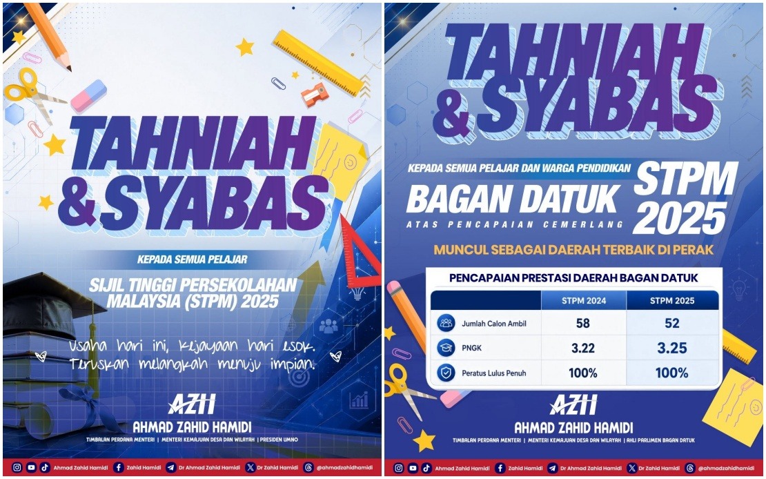 Bagan Datuk Shines in STPM 2025, Ahmad Zahid Praises Outstanding Performance